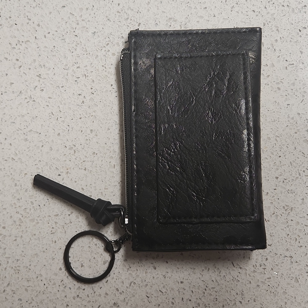 Maurices NWOT Black Leopard Coin Purse Keychain